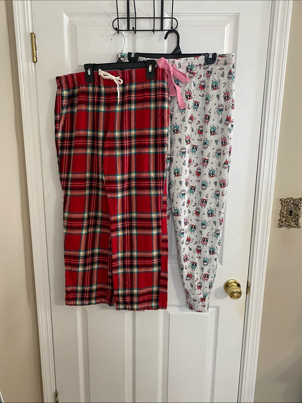 Old Navy Red Plaid and White Holiday-Print Pajama Pants Set
